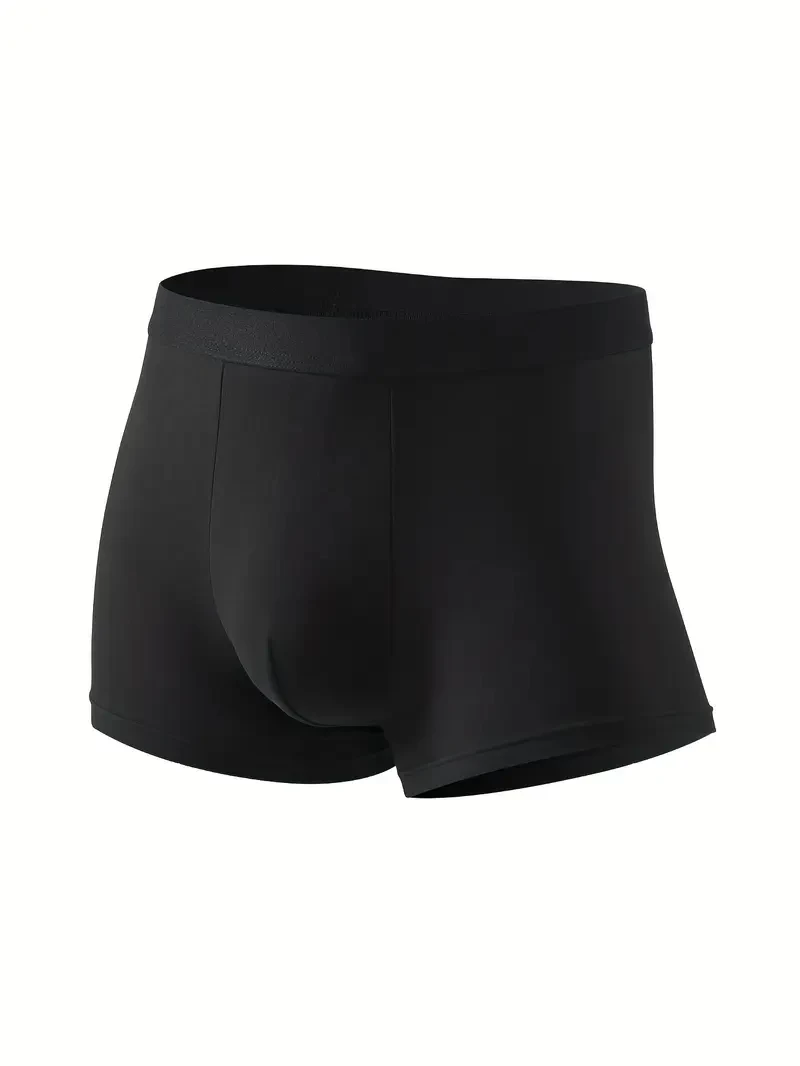 Men's Soft Black Boxer Briefs - Comfortable, Stretchy Polyester-Elastane Blend, Non-See-Through