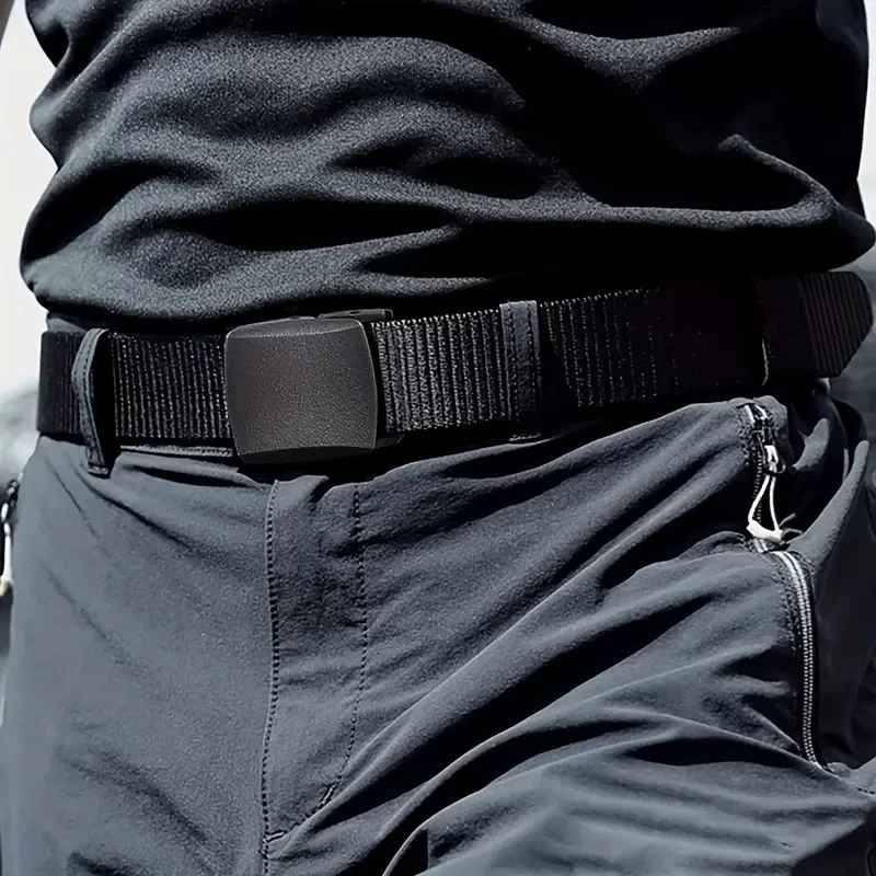 Nylon belt for men and women, anti allergic cloth belt, casual belt, smooth buckle nylon belt, security check pants belt, youth student leisure outdoor trend