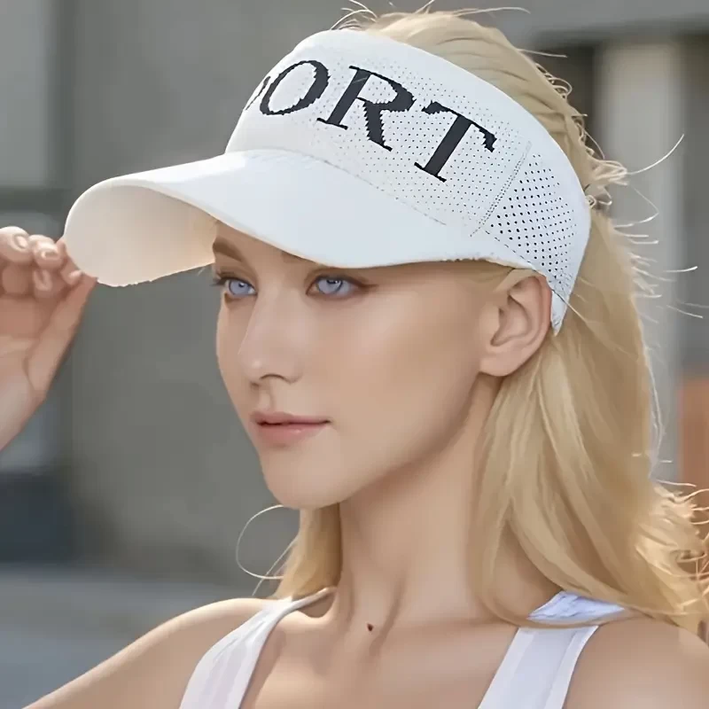 Women'S Lightweight Breathable Visor Hat - Elastic, Fitted for Running, Golf & Sports, Empty Top Design for Cool Ventilation,